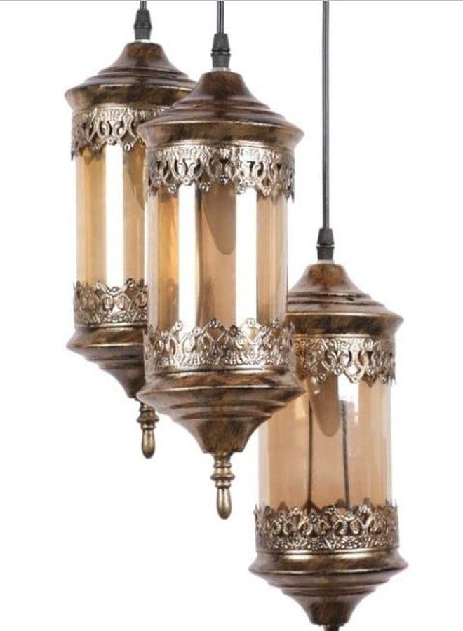 GAUVIK 3 Light Chandelier Antique Modern Pendant Lamp/Hanging Lamp/Ceiling Light for Bedroom, Living Room, Restaurants, Dining, Coffee Shop, Home and Office, Golden Antique - Image 4
